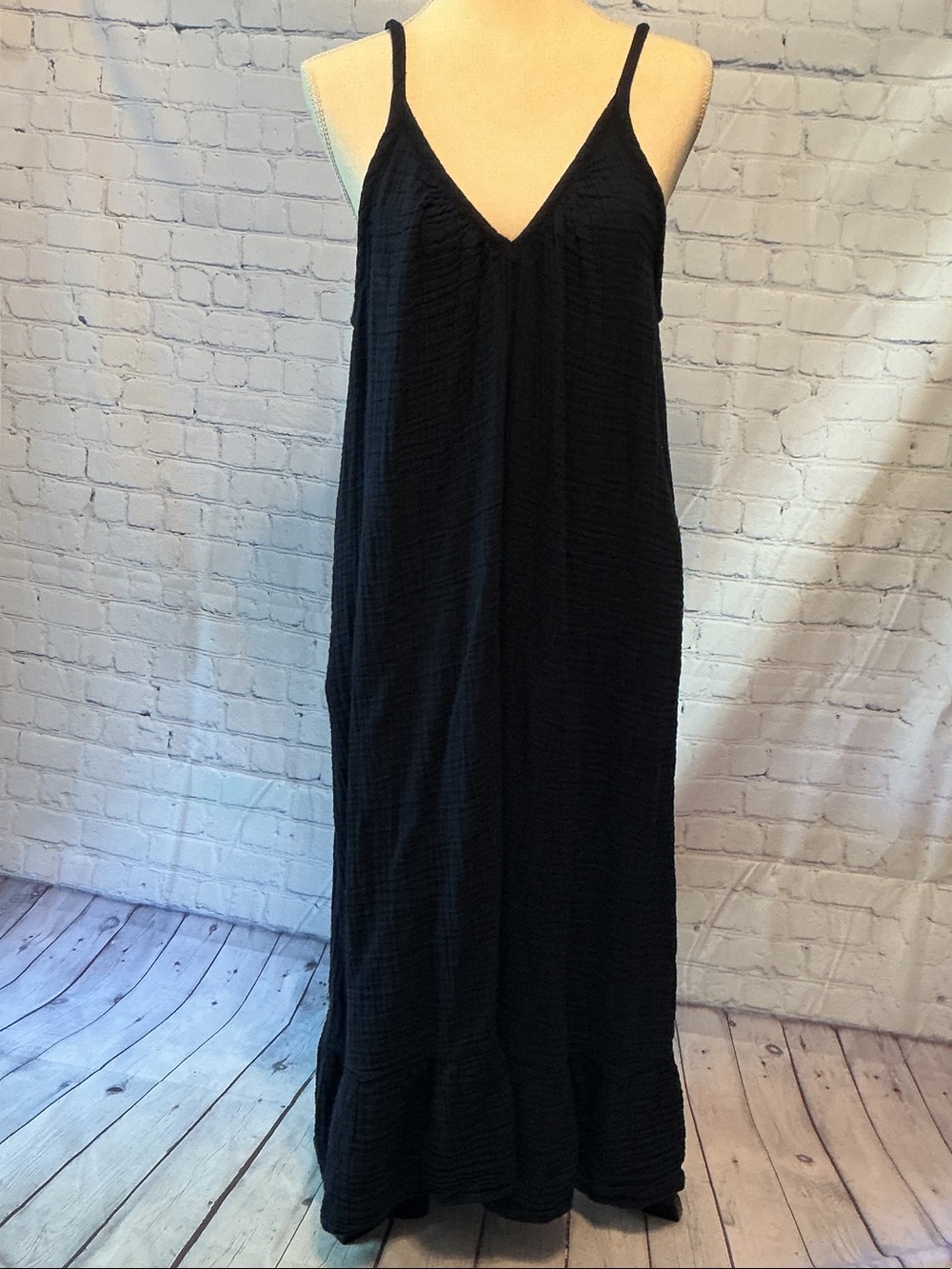 Dark Navy  Spaghetti-Strap Maxi Dress with V-Neck